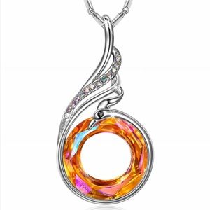 Phoenix Swarovski Crystal Necklace Orange Pendant